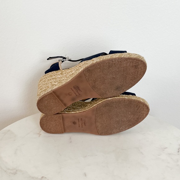 NEW STUART WEITZMAN Mirela Round Toe Wedge Espadrille Sandals Navy Blue Size 5.5 - Picture 10 of 10